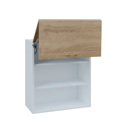 MHVV - 65D horní skříňka boxová, 2 výkloypy, 770x654x440, korpus bílý, výklopy dub bardolino